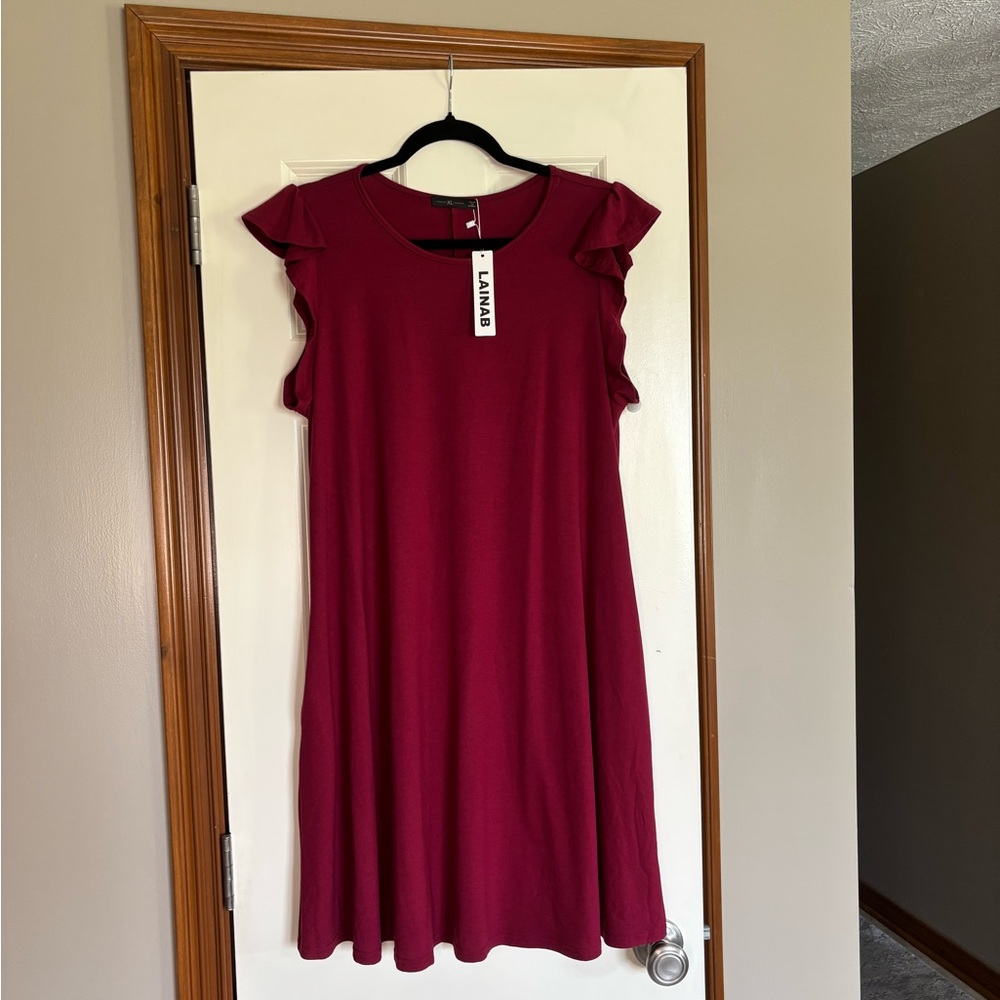 🌟NEW🌟Burgundy Midi Dress With Pockets